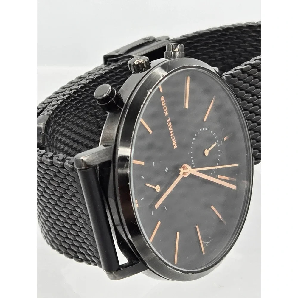 Michael Kors MK-8504 Jaryn Black Mesh Steel‎ Mens Watch - NEEDS BATT See Pics!